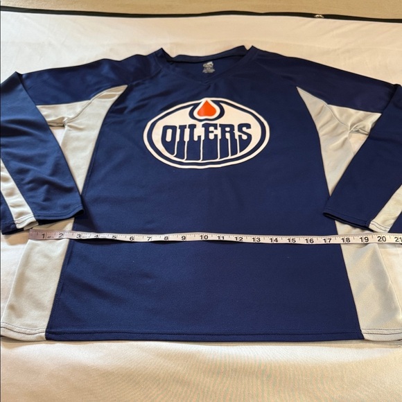 Edmonton Oilers Jersey Navy and Gray Oilers Long Sleeve Shirt - Picture 4 of 9